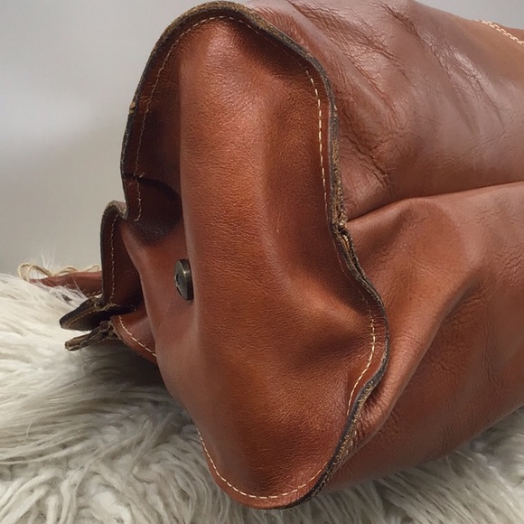 Patricia Nash Heritage Cognac Italian Leather Satchel Shoulder Bag - Picture 7 of 11